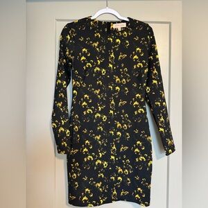 Philosophy Black Yellow Floral BodyCon Scuba Dress Small